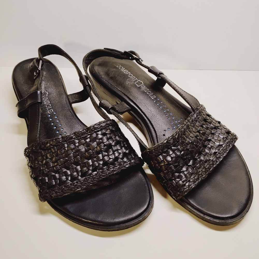 Women's Black Woven Sandals